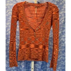 Free People long sleeve top in orange, Sz S, ECU!